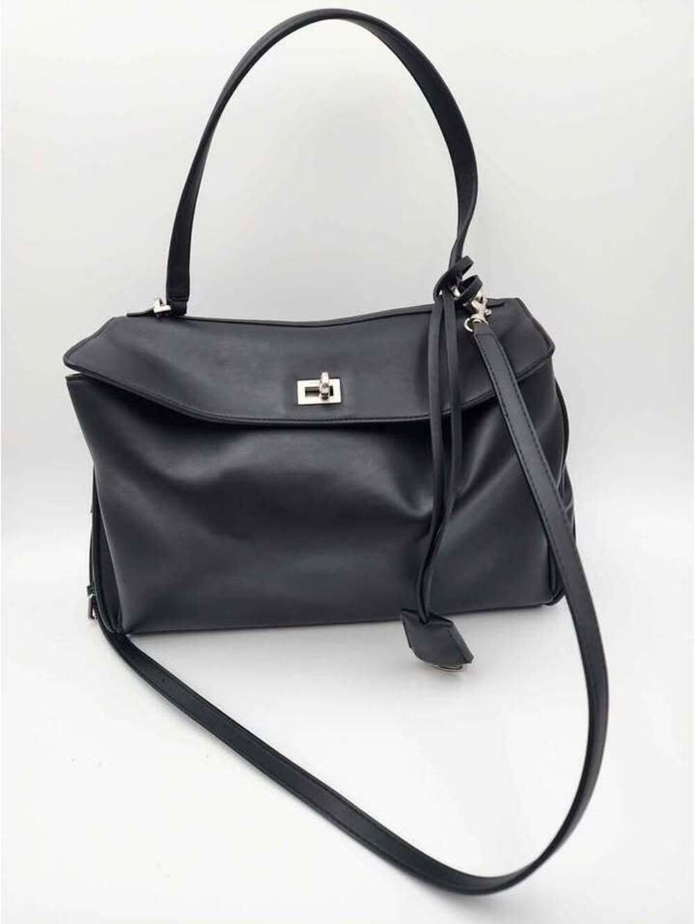 Black Slouchy Designer Style Shoulder Bag